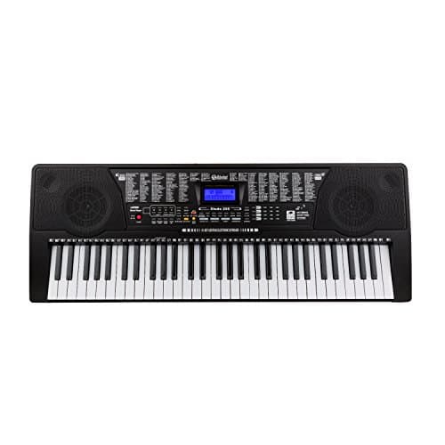 Schubert Etude Keyboard - Piano électrique, clavier, fonction d'enregistrement, fonction lecture, mode apprentissage, AUX, haut-parleurs stéréo, alimentation sur secteur ou batterie, 255 rythmes Noir