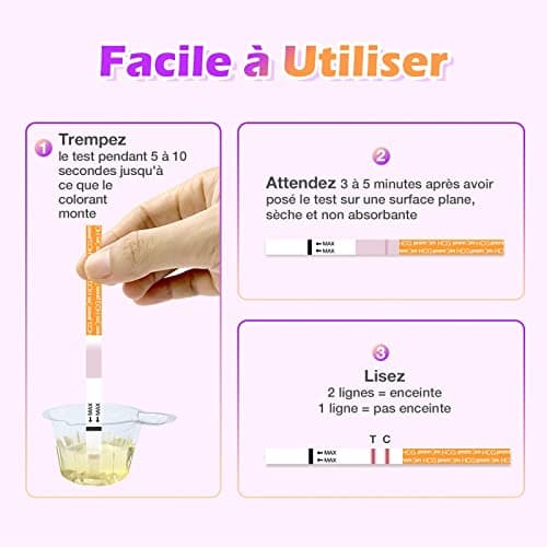 Premom Tests Grossesse Précoce Bandelettes:50 Tests de HCG Urinaires Sensibles 10 mIU/mL, Compatible avec l'Application Premom pour Suivi de Fertilité