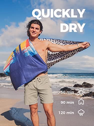 OCOOPA Serviette de Plage en Microfibre Ultralégère, Séchage Rapide, Couverture de Plage Absorbante, Serviette de Bain Douce et Facile à Entretenir pour Le Fitness, Voyages, Plage, Natation, 160x80cm