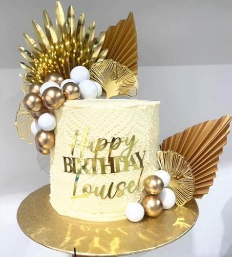 Roaring Good Time décoration de gâteau boho champagne boules d'or décoration de gâteau feuilles de palme d'or décoration de gâteau bohème boules d'or blanc pour mariage anniversaire anniversaire
