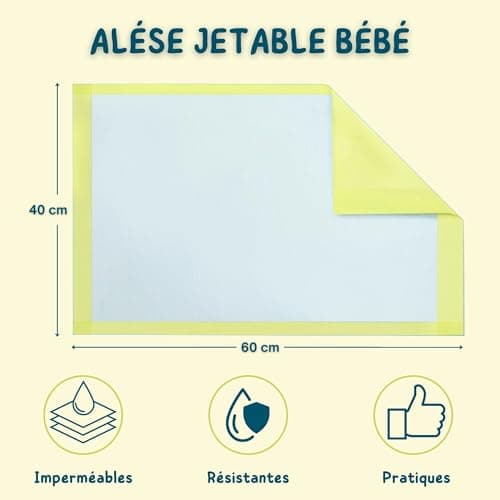 Dailee Bed Alese Jetable Bebe 40x60 - 100x Alèse Jetable pour Bébé, Lange pour Protection Matelas à Langer - 4 Paquets de 25 Alaise