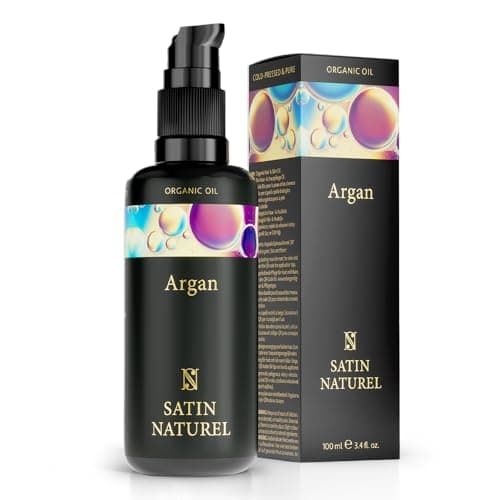 Huile Argan Bio 100ml, Huile Cheveux Pousse Cheveux et Brillance - Huile Visage Hydratante Naturelle - Huile Demaquillant Visage - Huile dargan visage - Huile d'Argan Bio - Argan Oil - Satin Naturel