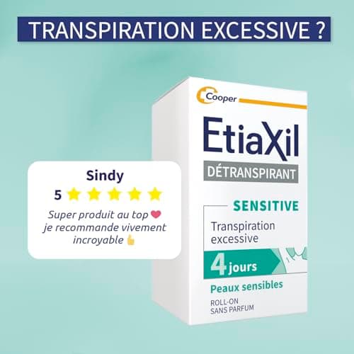 ETIAXIL - Déodorant Détranspirant - Traitement Transpiration Excessive - Aisselles - Peaux Sensibles - Efficacité 4 jours -15 ml