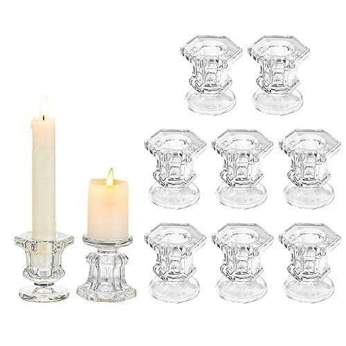 Glasseam Bougeoirs en Verre, Supports De Bougeoirs Transparents 10 Pcs Bougeoirs Bougeoirs Bougeoirs Bougeoirs De Noël pour Salon Table À Manger Décoration De Mariage