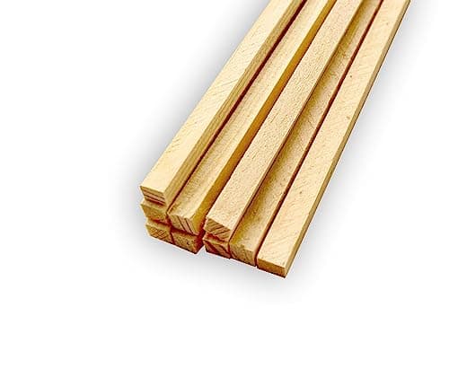 PINI Lot de 100 bâtonnets carrés en bois - 400 x 5 x 5 mm - Pour travaux manuels et la maison