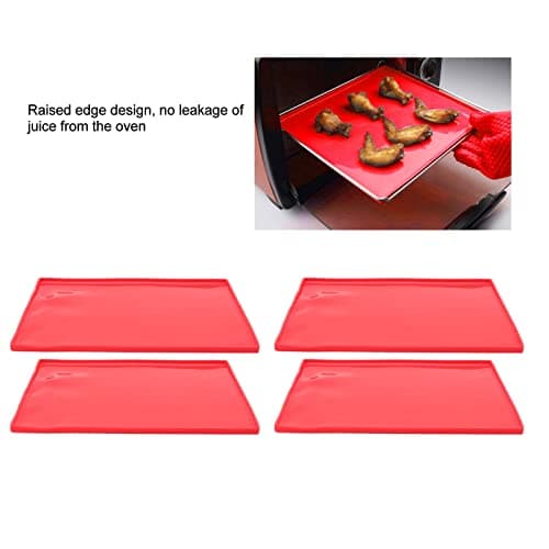 4 Pcs Moule Silicone Patisserie,Tapis De Cuisson Avec Rebords, Plaque De Gâteau Roulé Antiadhésif Tapis De Cuisson En Silicone Multi-Fonctions Plateau De Cuisson À Biscuits Plateau À Rouler