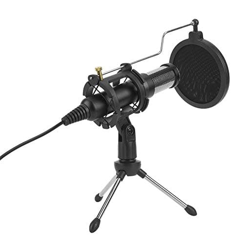 Bewinner1 Kit de Microphone à condensateur Professionnel, Microphone à Prise USB avec trépied Pliable, Micro omnidirectionnel Rotatif à 270 degrés, pour la vidéoconférence de Chant