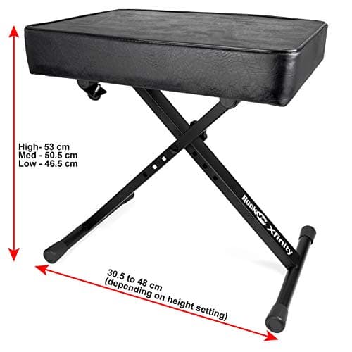 Rockjam Banc de clavier Premium RockJam rembourré réglable ou tabouret de piano numérique