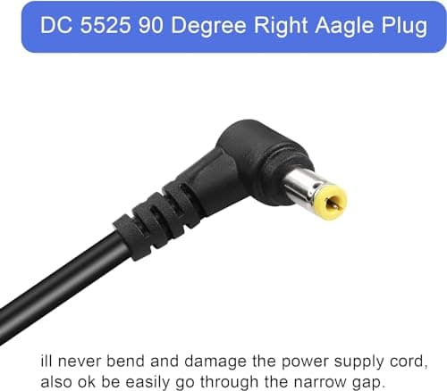 GINTOOYUN Câble d'extension d'alimentation DC 5,5 mm x 2,5 mm, câble d'adaptateur d'alimentation mâle et Femelle de 90 degrés 18awg dc5525 (3M / 9.8ft) pour caméra de sécurité, Bande de LED, etc.