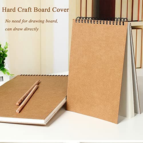 Aunphuw Carnet Dessin A4 Sketchbook 2pcs, 120GSM Reliure Spirale Papier Dessin Cahier avec Couverture Rigide de Croquis Papier sans Acide 60 Pages pour Enfant et Adultes D'artiste
