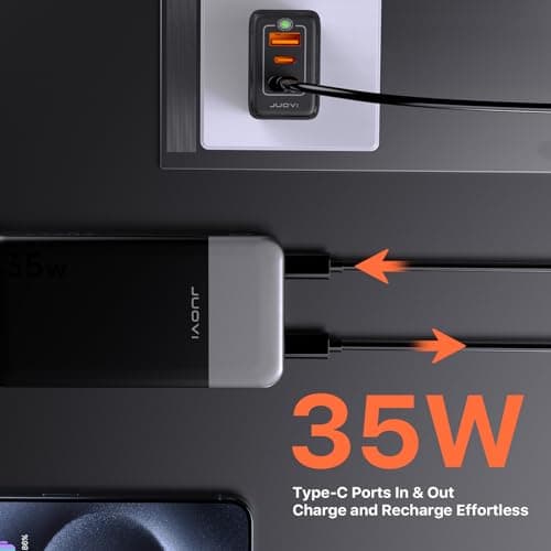 JUOVI Batterie Externe Charge Rapide 35w Batterie Externe USB c Batterie 10000mAh avec PD 3.0 & QC 4.0, USB C Power Bank pour iPhone 16 15 14 Series, Samsung, Tablet, Switch, et Autres