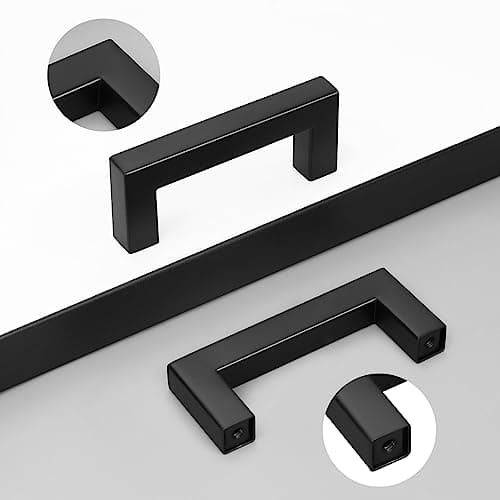 PinLin Set de 30 poignées de porte d'armoire de cuisine en acier inoxydable chambre à coucher dressing Cup Board tirette 76mm trou Centre largeur 12mm noir carré t - grip