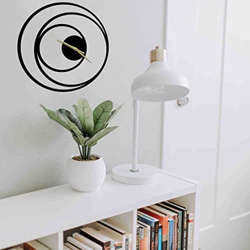 SteelyCut Horloge Murale silencieuse Décoration Moderne Bois Géométrique, Pendule sans tic-tac, Mouvement à Quartz, Horloges 38 cm pour Salon, Chambre, Meubles de Cuisine... (Lune Noir et Or)