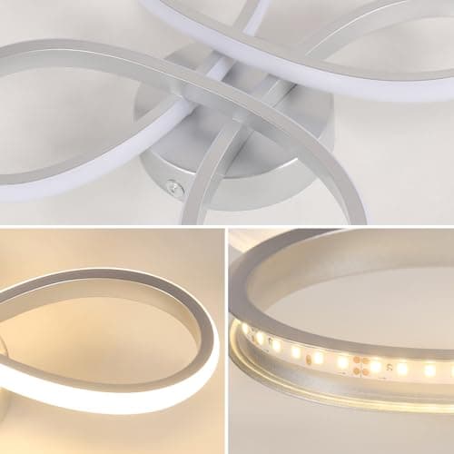 Comely Plafonnier LED Moderne, 30W 3375LM Lampe de Plafond, Luminaire Plafonnier LED pour Chambre salon, Salle à manger Cuisine, Lumière Chaude 3000K, 30cm, Argent