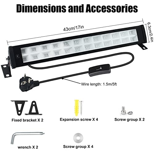 2 Pièces LED UV Lumière,50W lumière Noire de Barre UV Éclairage IP66 Imperméable,Lampe noire à 96 LEDs, Avec Fiche et Interrupteur,Blacklight Eclairage Pour Club Fête Terrasse Noël Scène Peinture Fluo