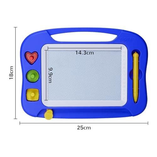 SGILE Tablette à Dessin Magnétique pour Enfants, Ardoise Magique Effaçable et Colorée avec Stylo Magnétique, Tableau Magique avec Trois Tampons, Jouet de Voyage, Cadeau d'anniversaire, Bleu