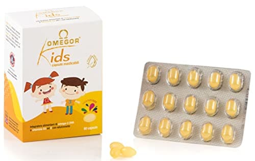 Gélules Omegor Kids | 250 mg d'oméga-3 DHA pour les enfants | Gélules molles exquises à croquer, créées à partir de gélatine de poisson | Goût sucré - Saveur délicate multifruits, 60 gélules