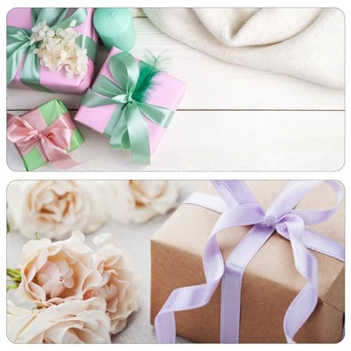 QUARKZMAN Ruban Satin de 100 Yards/300 Pieds pour Emballage Cadeau 1 cm et 2,5 cm Ruban Gros-Grain pour Saint-Valentin pour Gâteau de Fête, Bouquet Fleurs, Rouge (50 Yards/Chaque Rouleau)