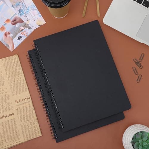 Yarotm Cahier Spirale B5-2 Pièces Carnet de Notes Pointillé - 120 Pages Bloc Note B5-100g/m2 Papier Dotted 5mm Notebook - 26x18.5cm Noir Carnet Spirale Journal Voyage