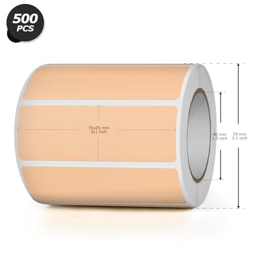 YIKIADA Lot de 500 Étiquettes Thermiques Adhésives 25 X 76 mm Kaki Rouleaux Autocollantes Imperméable Amovible Imprimables pour Bureau École QR Inventaire