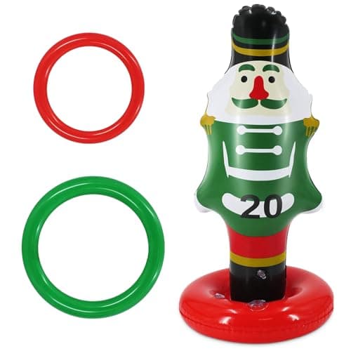 Jeu de Lancer Gonflable, Jeu de Lancer d'anneaux de Noël, avec 2 Anneaux de Lancer pour Vitesse et Agilité Jeux de Pratique, Jeux de Noël Fêtes, Carnaval, Jardin, Jeux de Plein Air