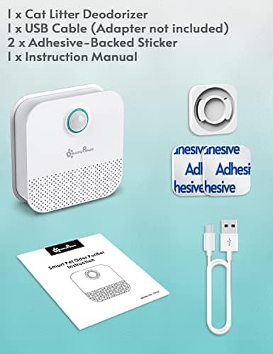 DownyPaws Eliminateur d'odeurs de Litière pour Chat, Desodorisant Litiaire, Tous Les Types de Bac à Litière, Batterie Rechargeable de 14 Jours