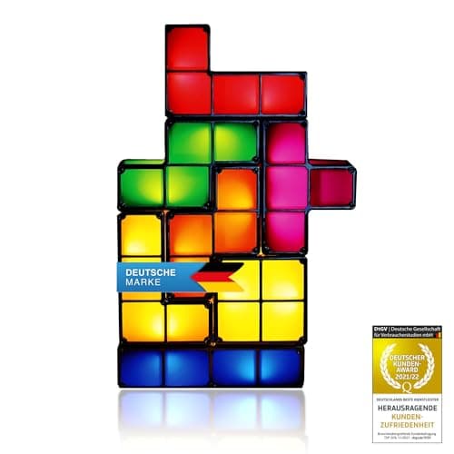 Goods & Gadgets Lampe Tetris Lampe de table LED empilable Lumière d'ambiance rétro Lampe Tetris blocs de construction