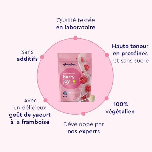 Proteine Vegan 1kg, 22g de Proteine, Goût de Framboise, Poudre de Protéines Végétales Isolate de Pois, Fèves et Tournesol, Augmentation et Croissance Musculaire*, Faible en Sucre, Sans Lactose