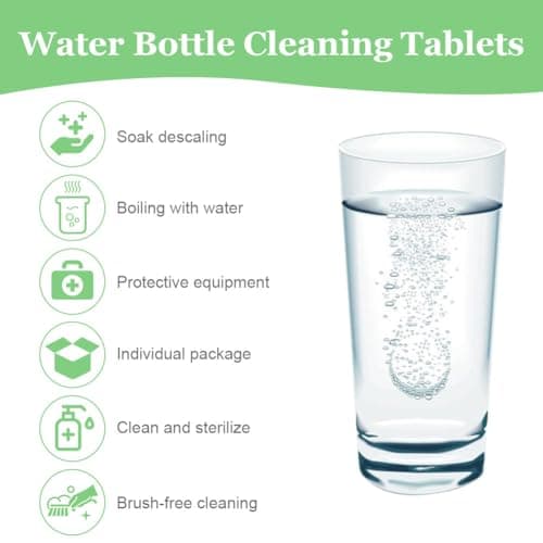 HOTUT Tablettes de Nettoyage pour Bouteilles, 32 Pièces Pastilles de Nettoyage Facile et Pratique, pour Tasses à Café/Eau/Boissons, pour Bouteilles en Acier Inoxydable/Plastique/Céramique/Verre