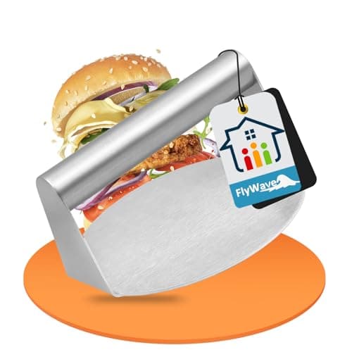 FlyWave Presse à Hamburger et Steak Haché en Acier Inoxydable, Antiadhésive, Idéale pour Smash Burger, Moule à Steak Haché, Parfait pour BBQ et Cuisine Maison