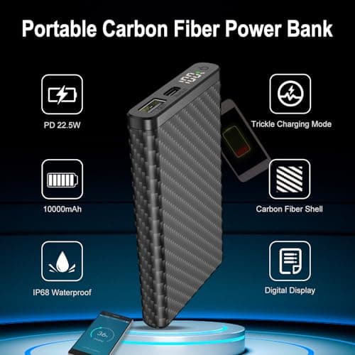KLARUS Chargeur Portable ultraléger 10 000 mAh Power Bank Batterie Externe, entrée et Sortie USB C, Charge Rapide, adapté à la Plupart des Téléphones Portables, Lampes de Poche, Lampe Frontale, etc.