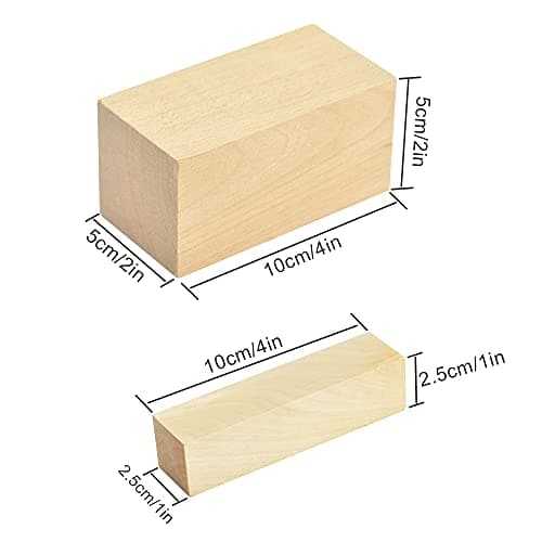 Favengo 6 PCS Bloc de Sculpture Bois 10 * 5 * 5cm 10 * 2.5 * 2.5cmbloc de Bois Tilleul Bloc de Bois Brut Pour Sculpture Bloc Tilleul Sculpture Sculpture Block Bloc à Sculpter