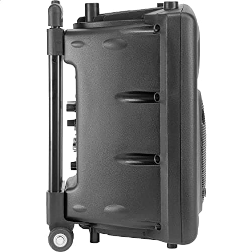 Ibiza - PORT8VHF-BT - Enceinte Portable 8"/400W Max avec 2 micros (Filaire et VHF), télécommande et Housse de Protection - Bluetooth, USB, SD - Autonomie 4 à 6h