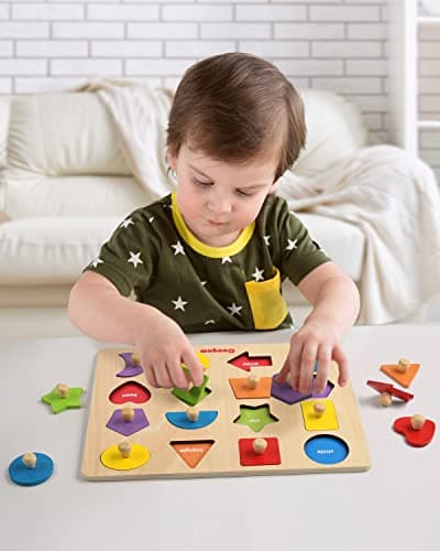 Coogam Montessori Jouet en bois en forme de pince à linge - Planche de tri des couleurs assorties - Jouet éducatif pour l'apprentissage précoce - Cadeau pour les tout-petits de 3, 4, 5 ans