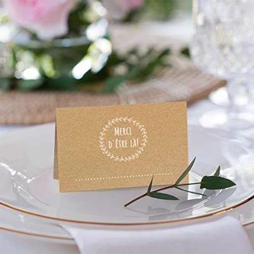 Partycards Marque Place Mariage, Décoration Mariage et Baptême, 50 Pièces A7, Idéal pour Deco Mariage et Marque Place, pour un Mariage Élégant et Raffiné