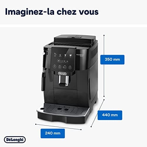 De'Longhi Magnifica Start ECAM222.20B, Machine à Café Automatique avec Buse à Lait, Machine à Espresso à Grains avec 4 Recettes Personnalisées, Panneau de Commande Soft-Touch, 1450W, Noir