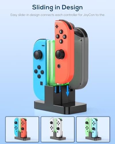 FYOUNG 4 en 1 Chargeur pour Compatible avec Joy Con pour Switch & OLED Model, Station de Charge pour Pro Manettes