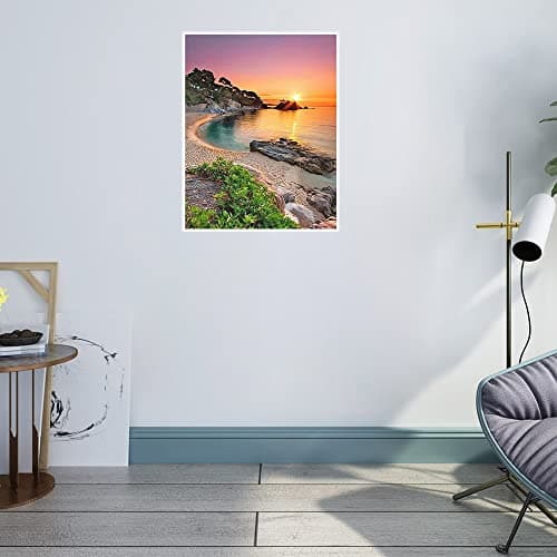 DCIDBEI Square Diamond Painting Paysage Bord de Mer 40x50cm Peinture Diamant Paysage Diamant Painting Coucher de Soleil Plage Broderie Diamant Plage Diamant Carré Grand Format Paysage Adulte
