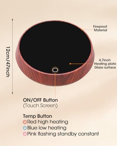 Chauffe Tasse Bureau avec Inductance Gravitationnelle pour Arrêt Automatique, Réchauffe Tasse à 3 Réglages de Température, Maintien Thé Lait Café au Chaud