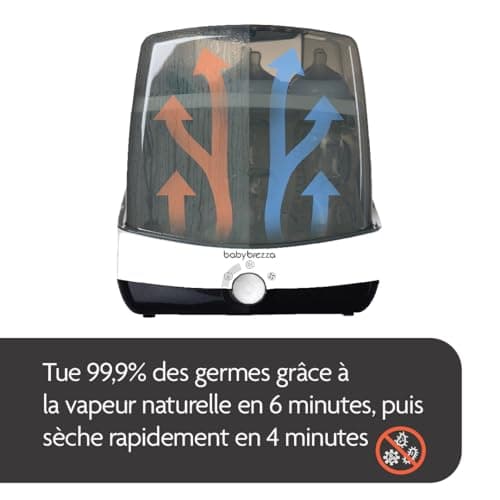 Baby Brezza - Superfast Sterilizer Dryer - Stérilisateur de biberons pour bébés/nourrissons - Stérilisation vapeur, universelle pour tous types de biberons