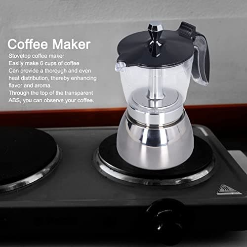 Cafetière Moka de 6 tasses, cafetière en acier inoxydable pour cuisinière, cafetière italienne, convient pour le bureau à domicile