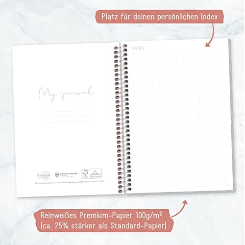 Trendstuff by Häfft Journal à pois A5 avec reliure à spirales 160 pages | Carnet à pois avec spirale, bloc universitaire, bloc sprial, bloc-notes | durable et neutre sur le climat
