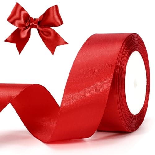 G2PLUS Ruban Satin Rouge 22 M Ruban Satin 40mm Ruban Cadeau Rubans Couture Pour la Décoration Saint-Valentin de la Maison de Mariage et L'emballage de Cadeaux