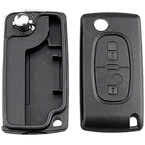OGGIPRO 2 Boutons Coque Clé Compatible CE0523 clé à Rabat Pliable pour Peugeot 207 307 308 407 408 3008 5008 Citroen C2 C3 C4 C5 C6 C8 (2 Boutons, CE0523)