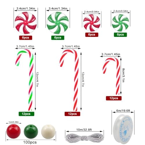 Zfseyuh Décorations de Nël de Canne de Bonbon 24 Pièces Canne de Bonbons Plastique de Noël avec Corde Sucre d'orge pour Sapin de Noël Sucette Ornement Suspendu