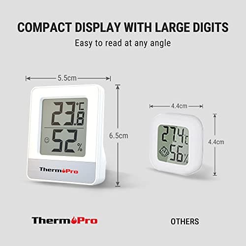 ThermoPro TP49-3 Petit Hygromètre Numérique Thermomètre Intérieur Thermomètre D'ambiance Moniteur de Température et Humidimètre pour Le Confort du Bureau à Domicile Thermomètre de Reptile, 3 Pièces