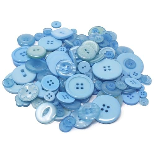 Sachet de boutons en acrylique et résine pour création de cartes Bleu 100 g