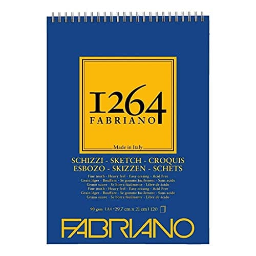 Honsell 19100637 Fabriano Schizzi 1264 Bloc de 120 feuilles de papier à croquis avec spirale de tête 90 g/m2 Format A4 Blanc ivoire Sans acide