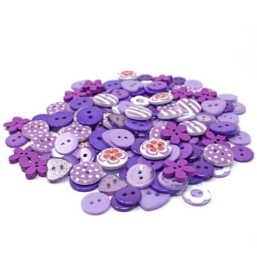 150 boutons violets en résine, bois et acrylique pour décoration