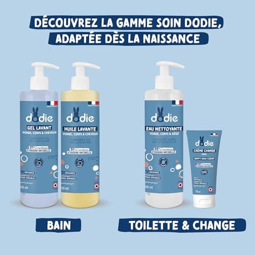 DODIE Lot de 3 Eaux Nettoyantes 3 en 1 (3 x 500 mL) - Nettoyant Visage, Corps et Siège – 98% d’ingrédients d’origine naturelle, Hypoallergénique - Dès la naissance